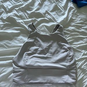 White crossed lace sports bra